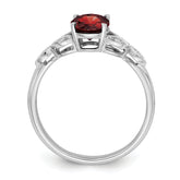 14k White Gold Oval Garnet and Diamond Ring